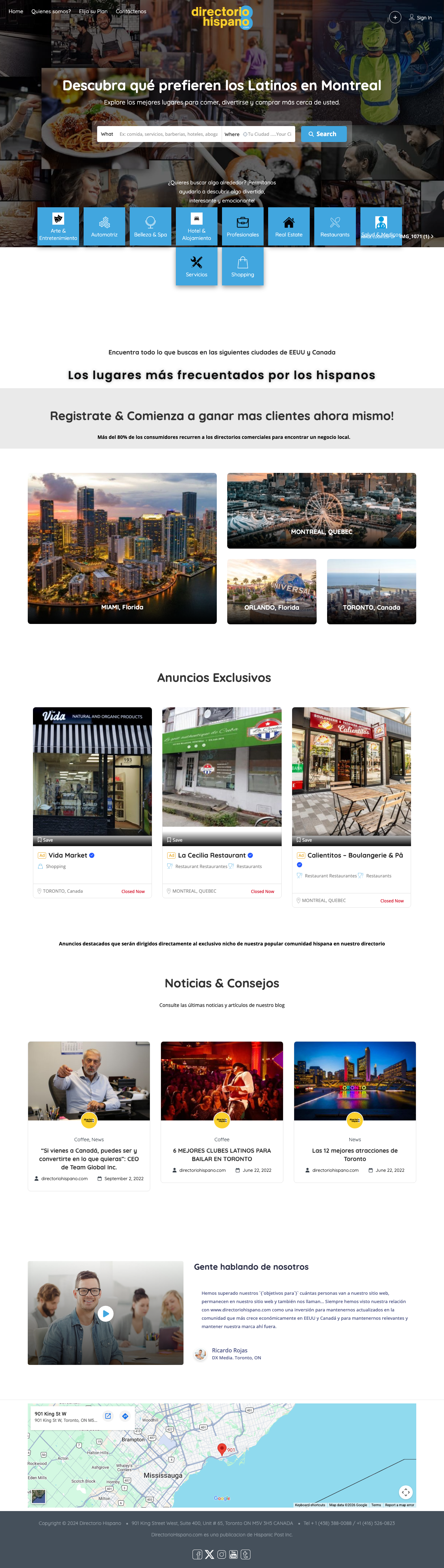 Directorio Hispano Website Interface
